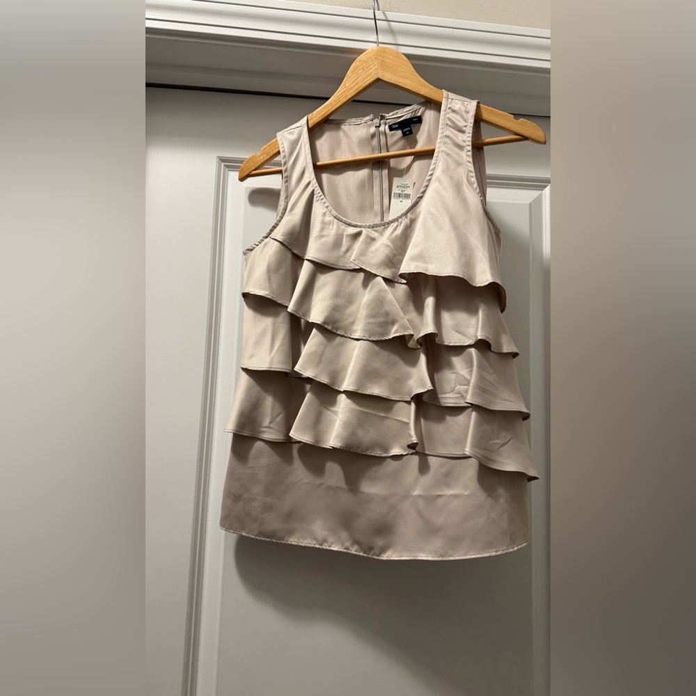 GAP Gold Ruffled Sleeveless Tank Top